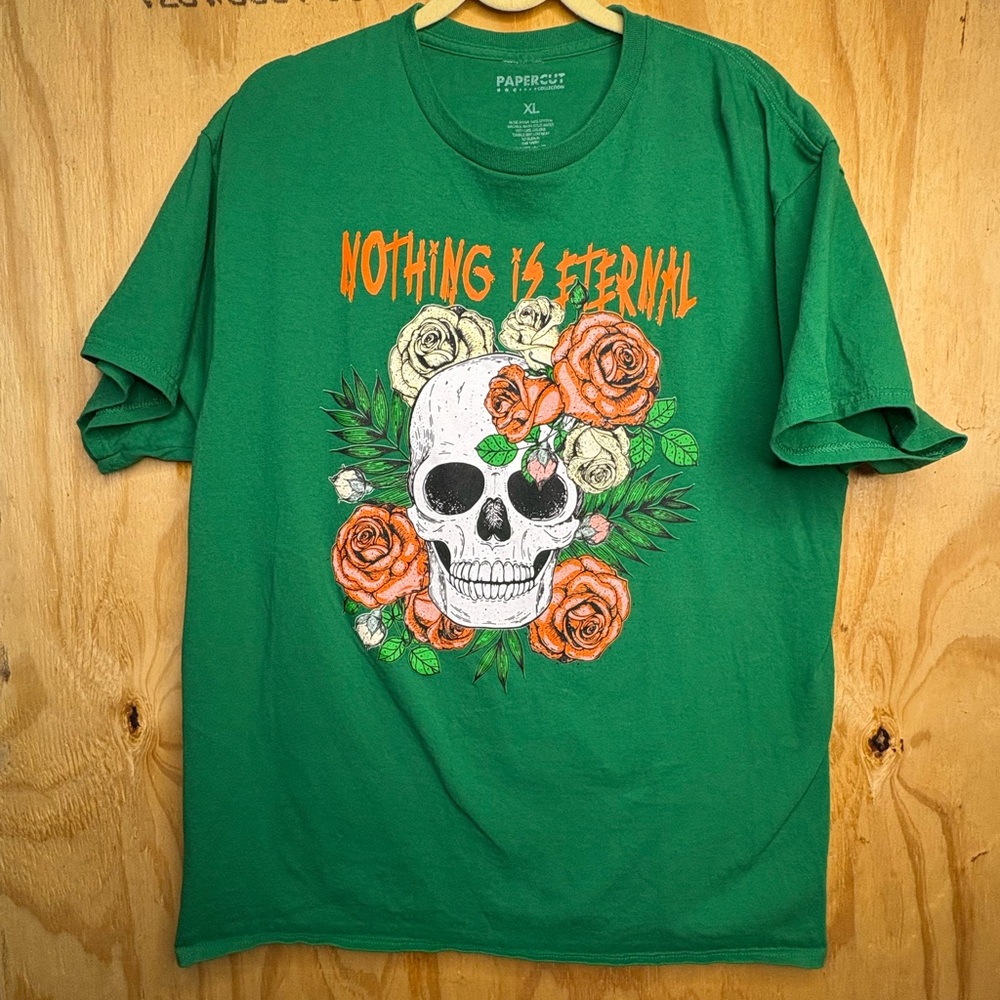 Papercut‎ Green Skull Rose Graphic T Shirt XL Nothing Is Eternal Tee